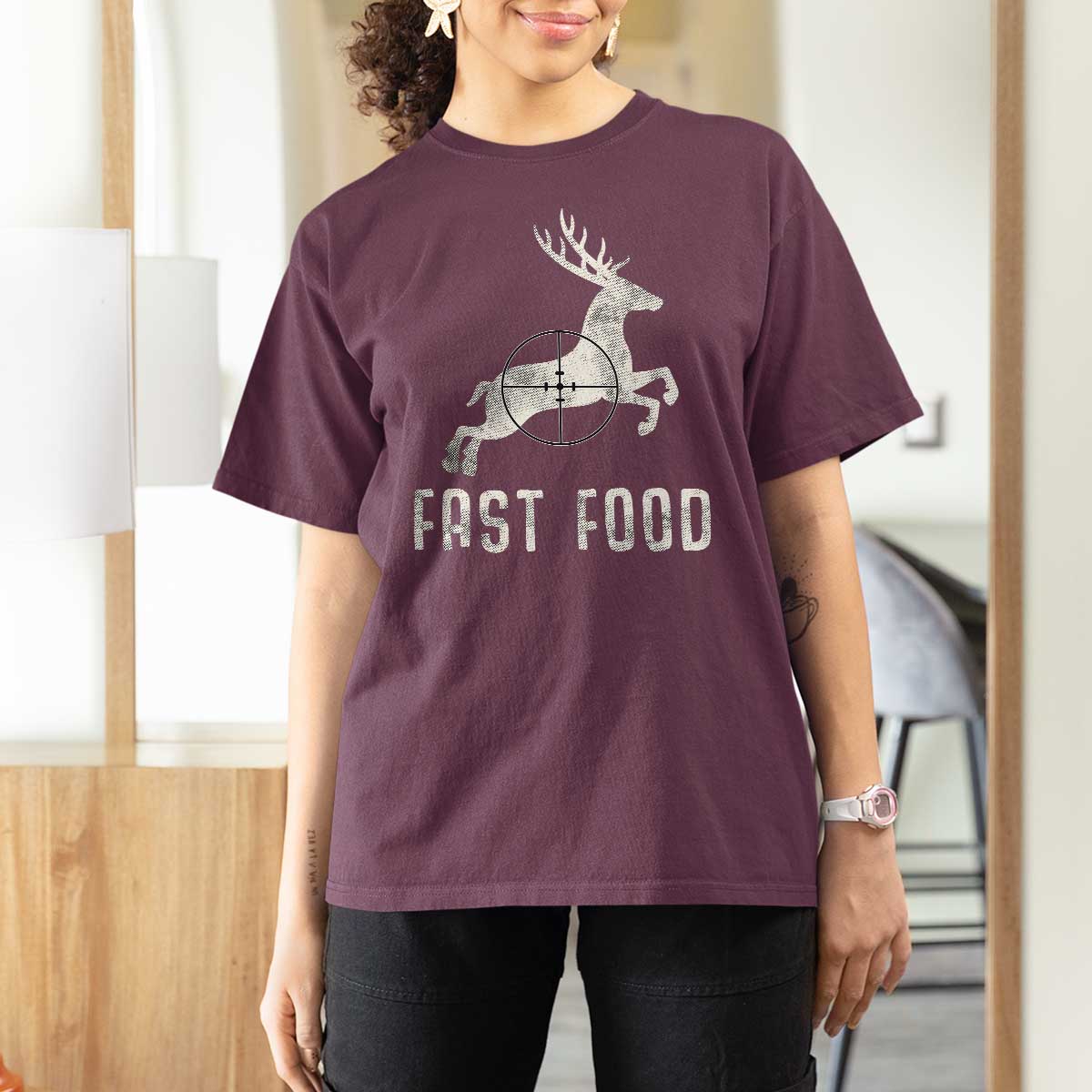 Deer Hunting Season T Shirt For Women Funny Fast Food - Wonder Print Shop
