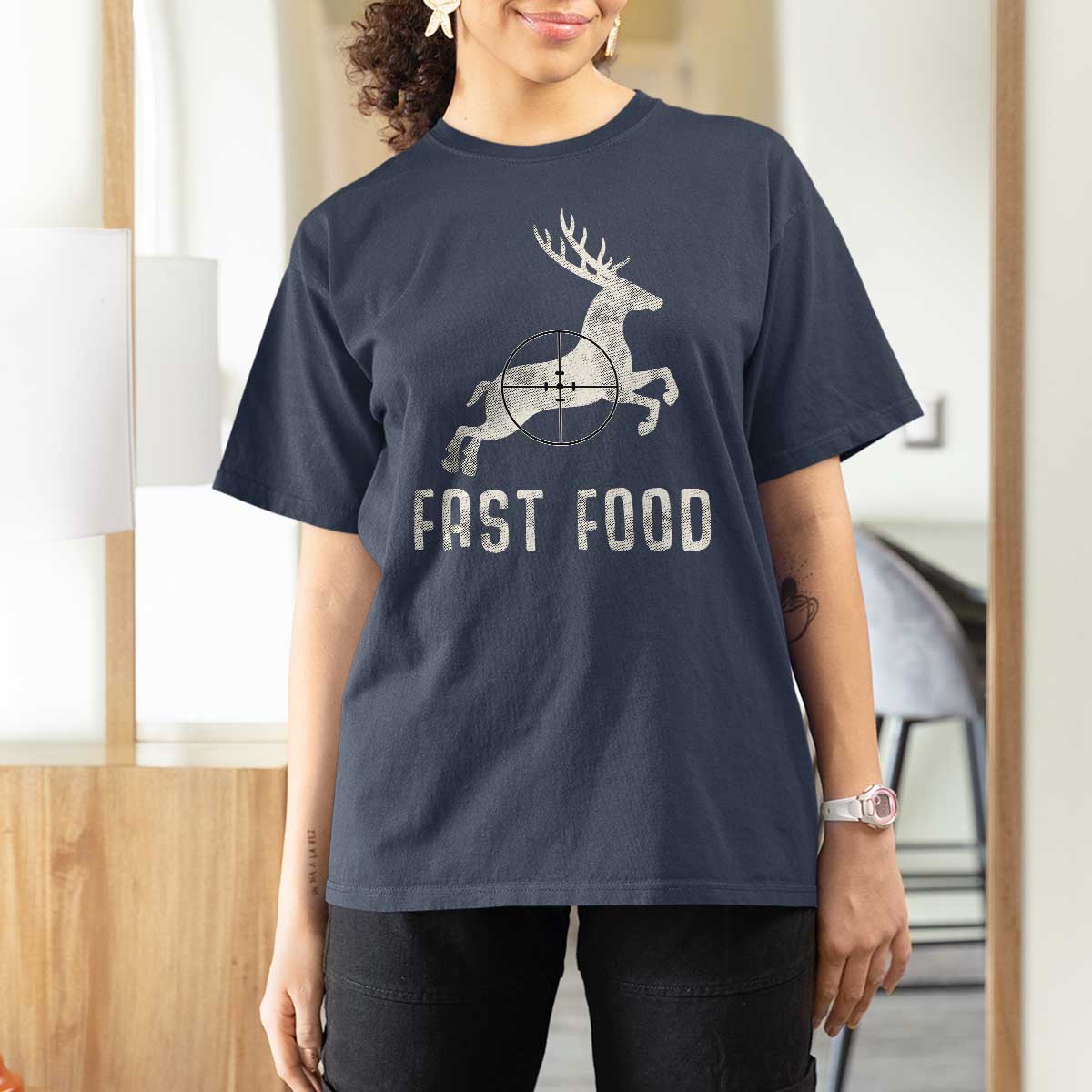 Deer Hunting Season T Shirt For Women Funny Fast Food - Wonder Print Shop