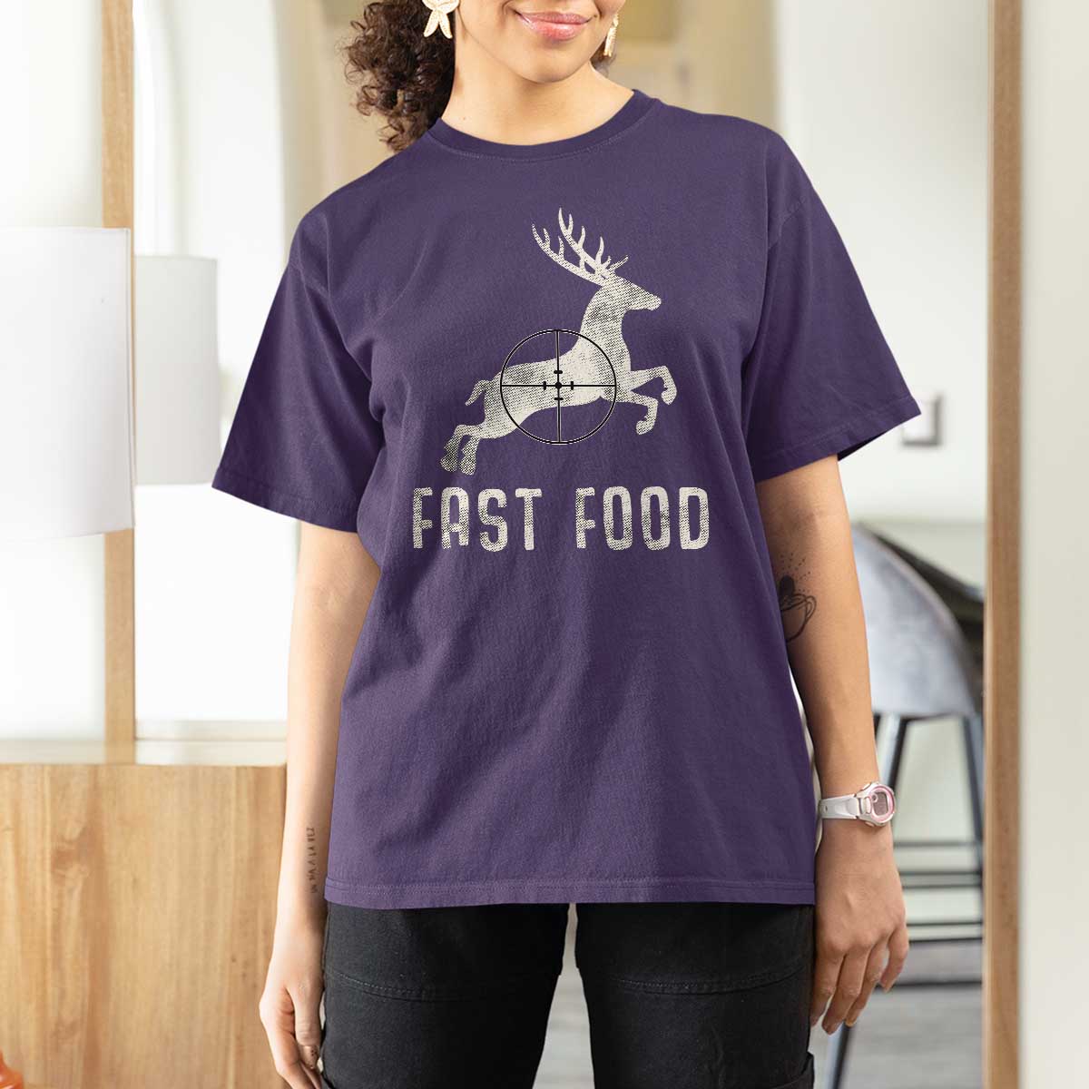 Deer Hunting Season T Shirt For Women Funny Fast Food - Wonder Print Shop