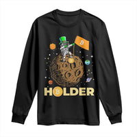 St Patricks Day Bitcoin Astronaut Long Sleeve Shirt Lucky Shamrock Leprechaun BTC Crypto To The Moon