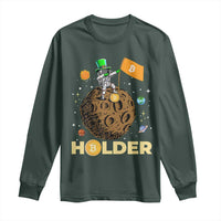 St Patricks Day Bitcoin Astronaut Long Sleeve Shirt Lucky Shamrock Leprechaun BTC Crypto To The Moon