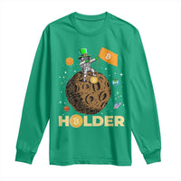 St Patricks Day Bitcoin Astronaut Long Sleeve Shirt Lucky Shamrock Leprechaun BTC Crypto To The Moon