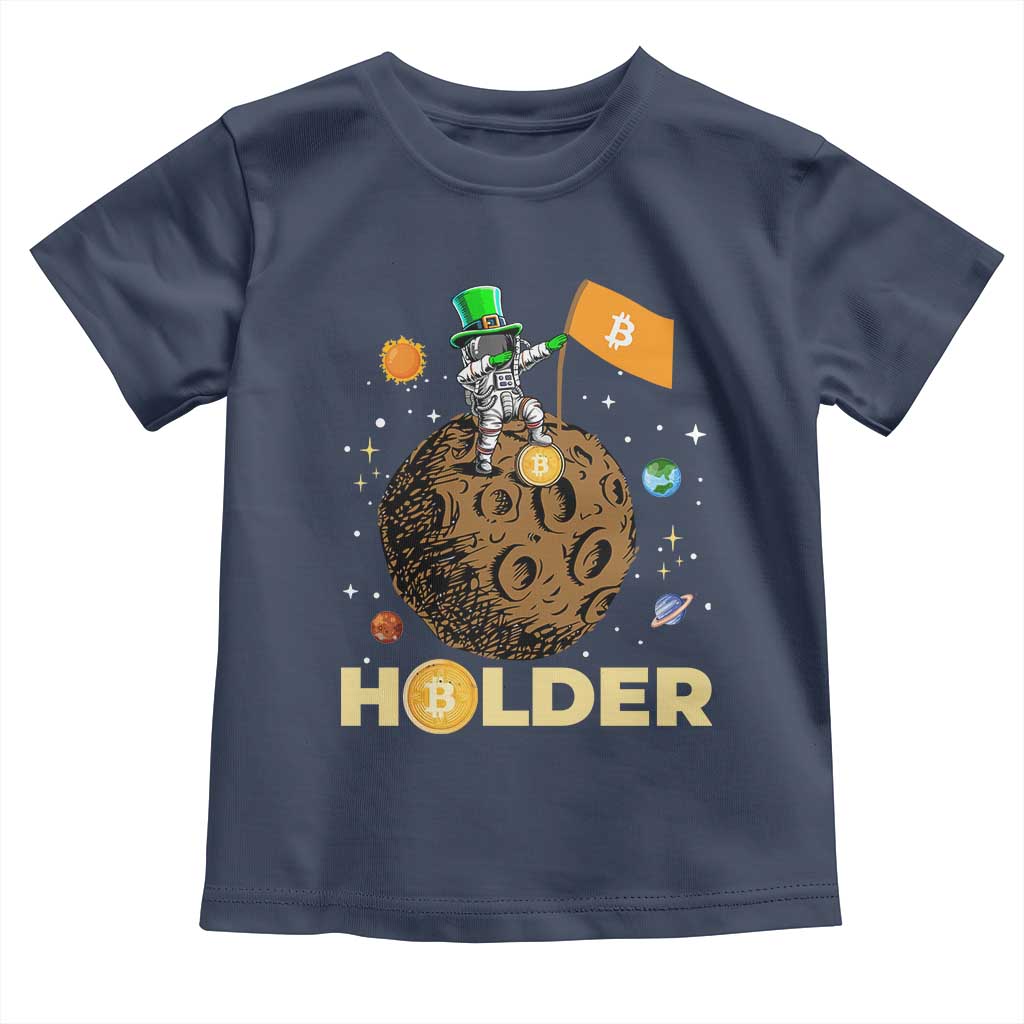 St Patricks Day Bitcoin Astronaut Toddler T Shirt Lucky Shamrock Leprechaun BTC Crypto To The Moon
