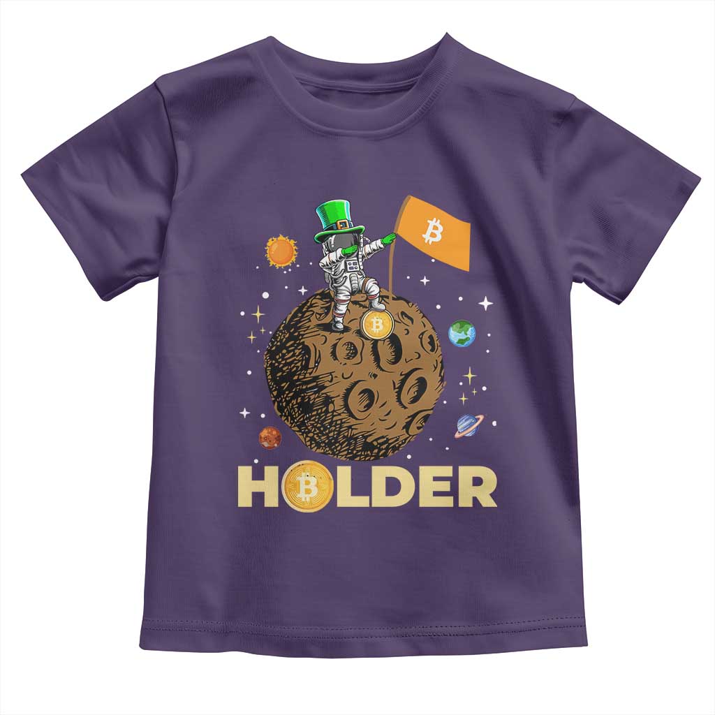 St Patricks Day Bitcoin Astronaut Toddler T Shirt Lucky Shamrock Leprechaun BTC Crypto To The Moon