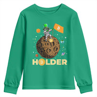 St Patricks Day Bitcoin Astronaut Youth Sweatshirt Lucky Shamrock Leprechaun BTC Crypto To The Moon