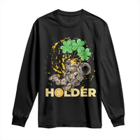 St Patricks Day Bitcoin Astronaut Long Sleeve Shirt Lucky Shamrock Leprechaun BTC Crypto Holder