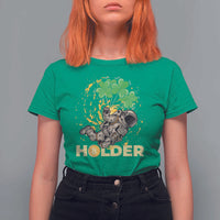 St Patricks Day Bitcoin Astronaut T Shirt For Women Lucky Shamrock Leprechaun BTC Crypto Holder