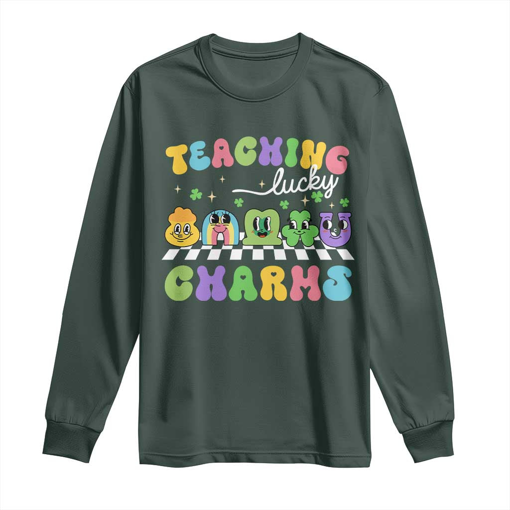 St Patricks Day Lucky Teacher Long Sleeve Shirt Teaching Lucky Charm Teachers