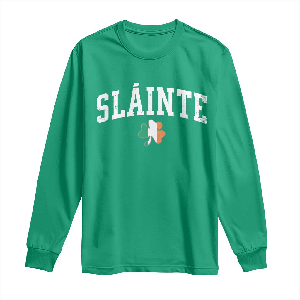 St Patricks Day Long Sleeve Shirt Retro Slainte Shamrock Lucky Irish Day Gift