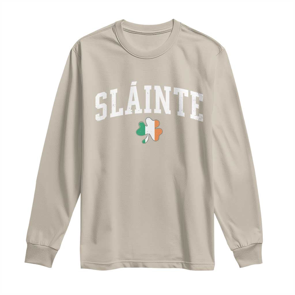 St Patricks Day Long Sleeve Shirt Retro Slainte Shamrock Lucky Irish Day Gift