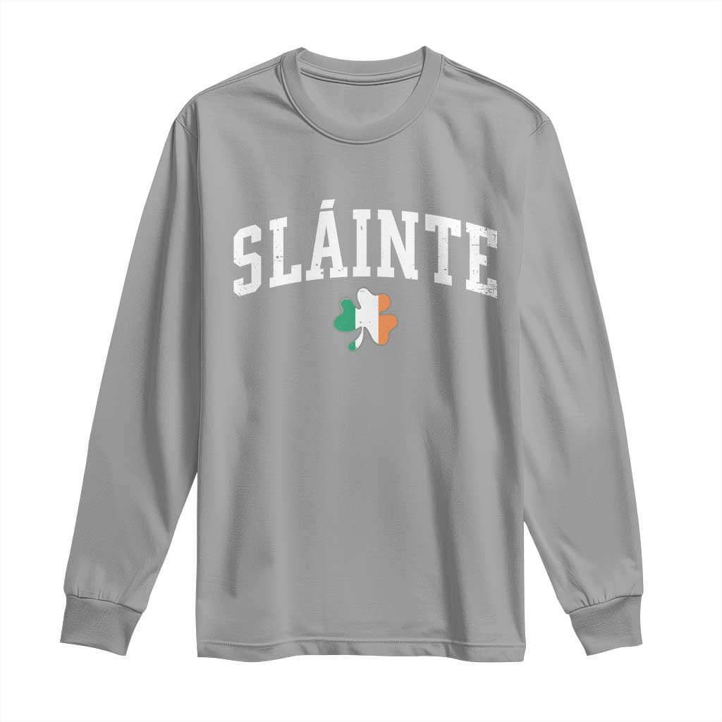 St Patricks Day Long Sleeve Shirt Retro Slainte Shamrock Lucky Irish Day Gift