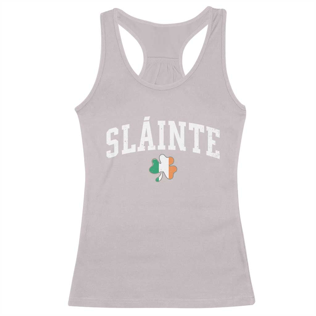 St Patricks Day Racerback Tank Top Retro Slainte Shamrock Lucky Irish Day Gift