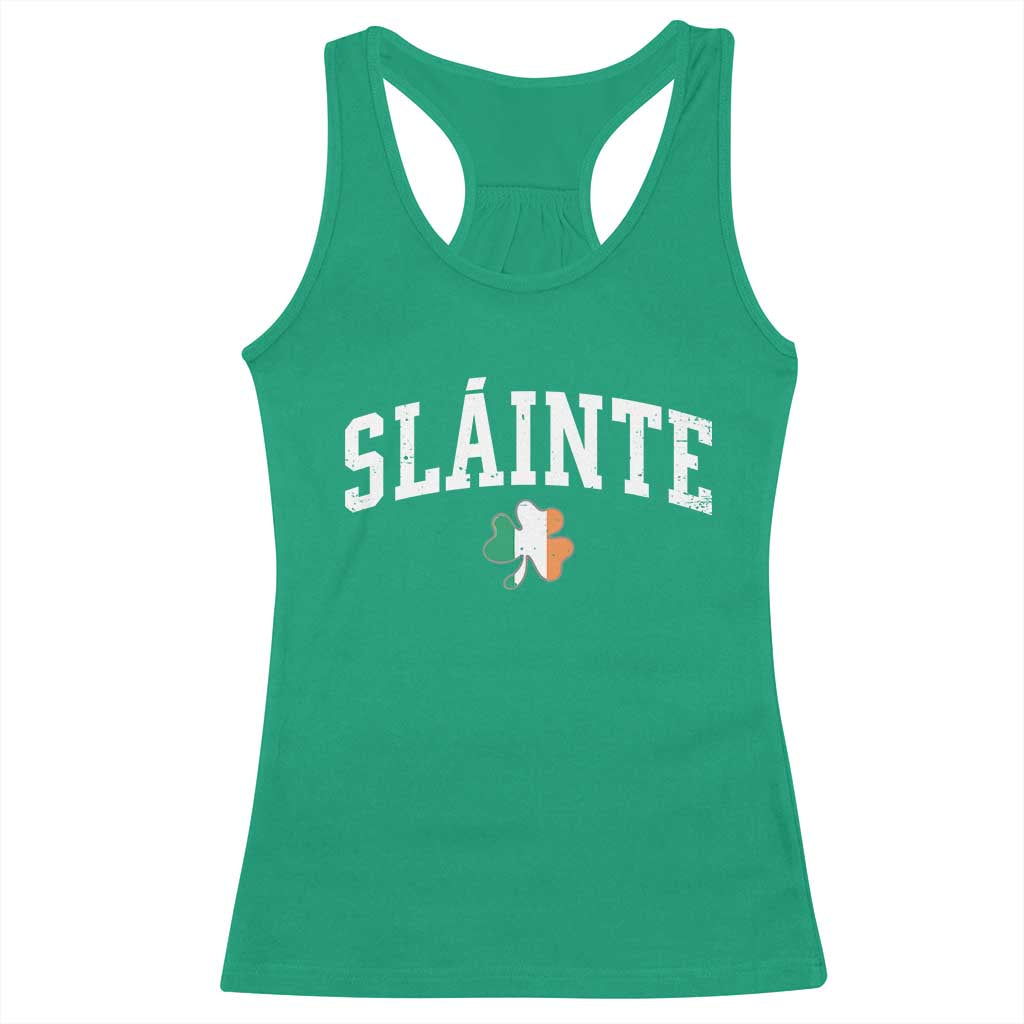 St Patricks Day Racerback Tank Top Retro Slainte Shamrock Lucky Irish Day Gift