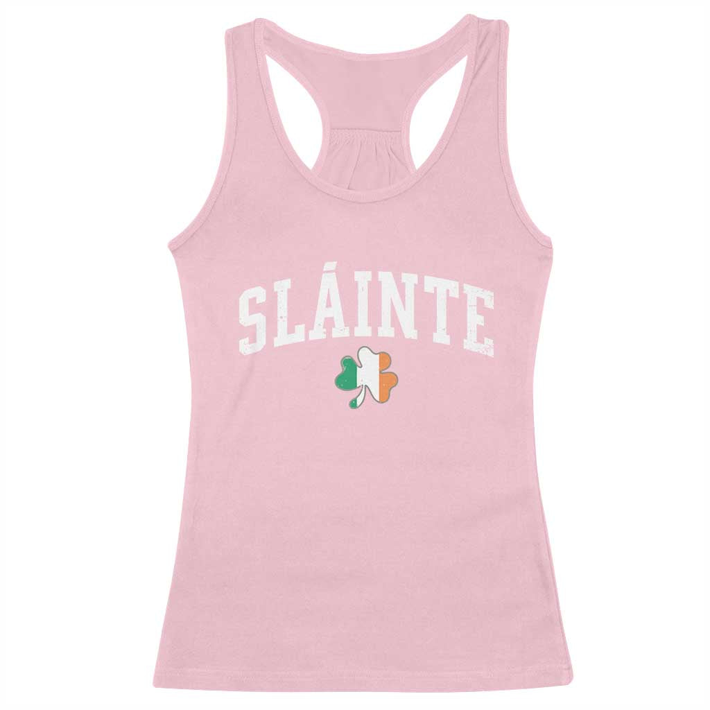 St Patricks Day Racerback Tank Top Retro Slainte Shamrock Lucky Irish Day Gift