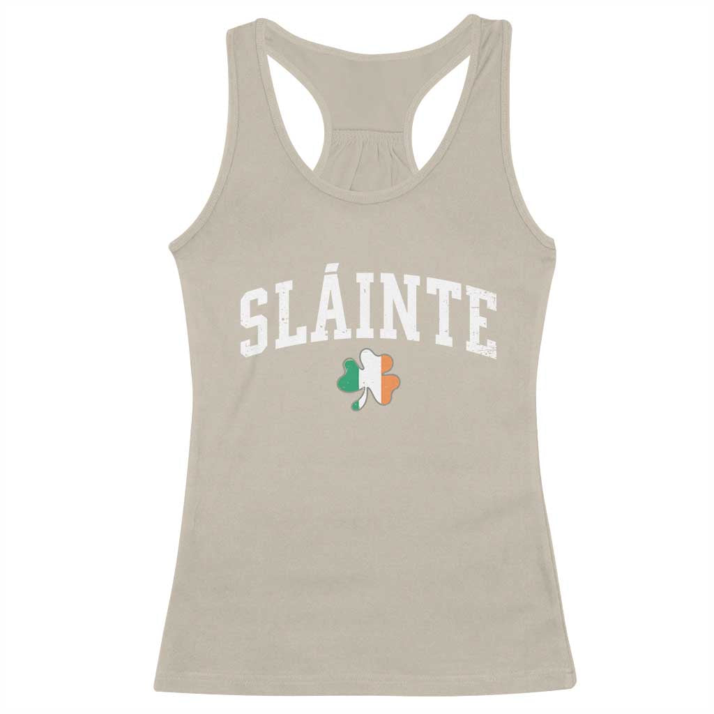 St Patricks Day Racerback Tank Top Retro Slainte Shamrock Lucky Irish Day Gift