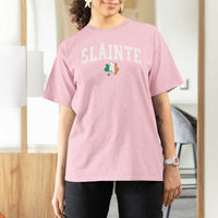 St Patricks Day T Shirt For Women Retro Slainte Shamrock Lucky Irish Day Gift