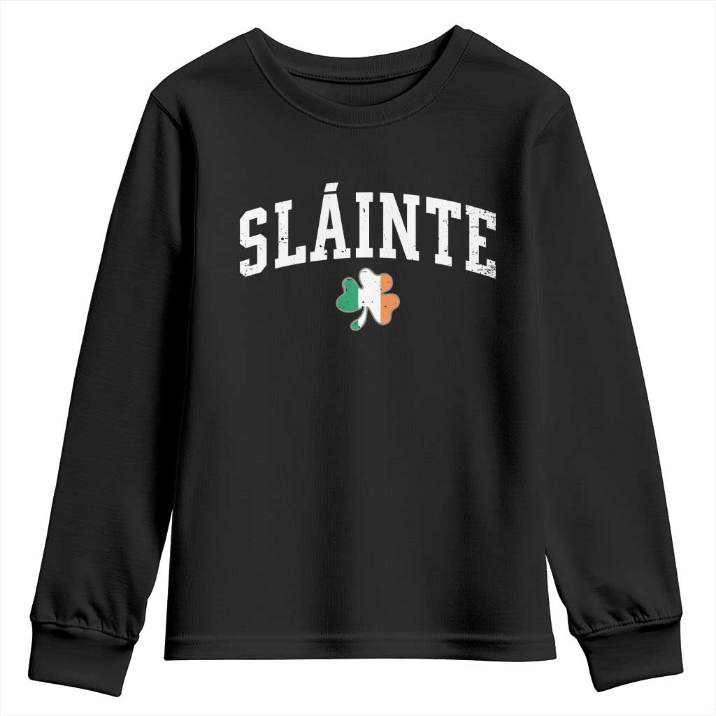 St Patricks Day Youth Sweatshirt Retro Slainte Shamrock Lucky Irish Day Gift