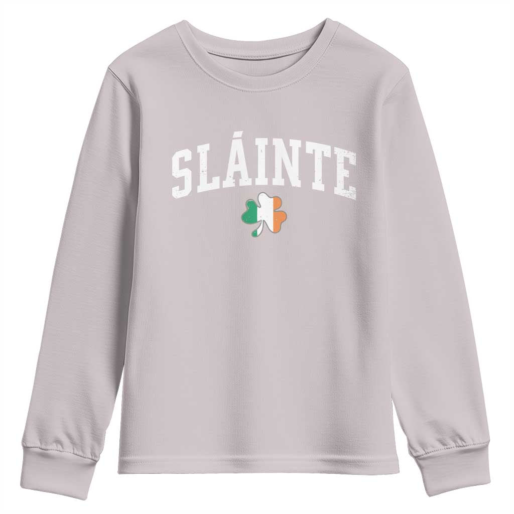 St Patricks Day Youth Sweatshirt Retro Slainte Shamrock Lucky Irish Day Gift