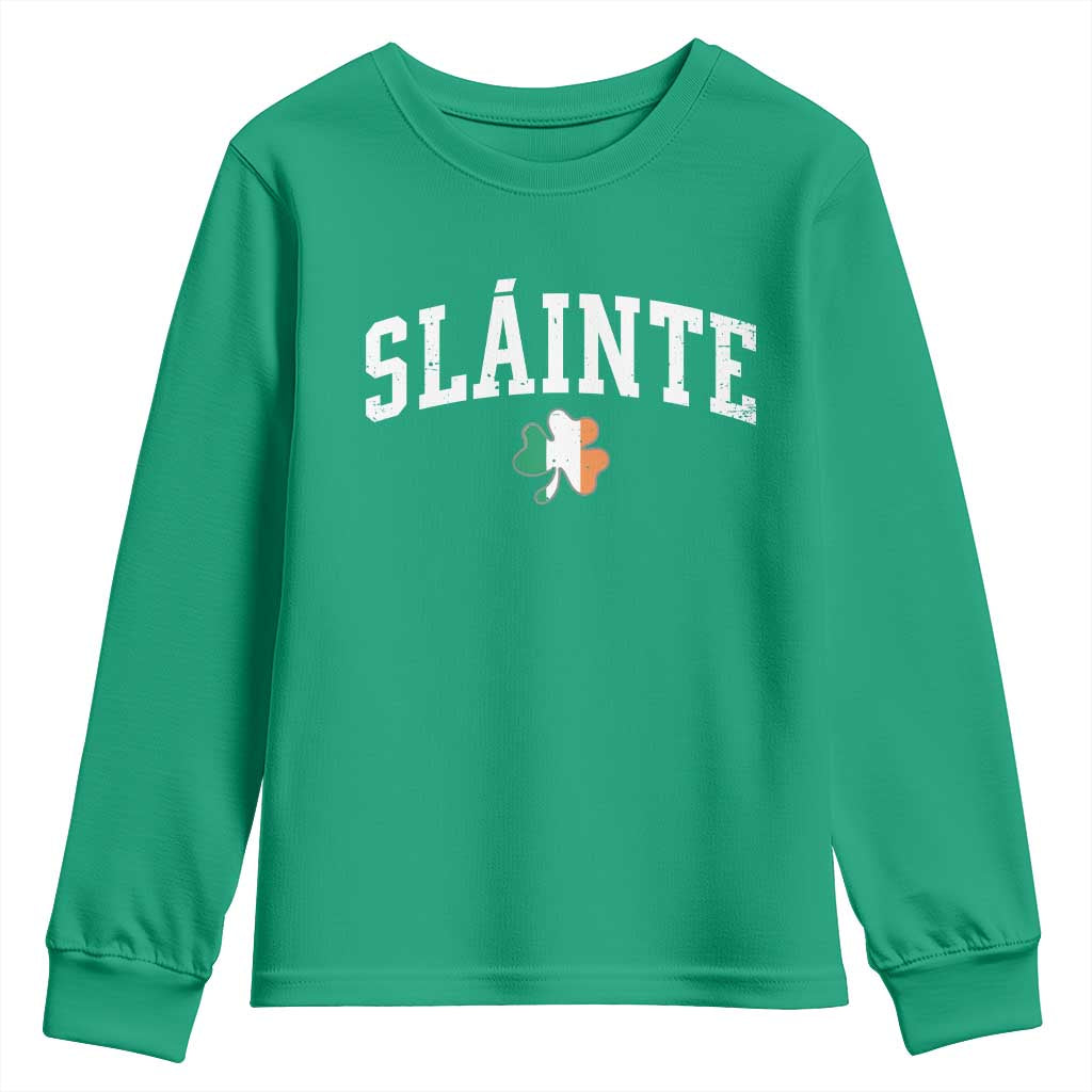 St Patricks Day Youth Sweatshirt Retro Slainte Shamrock Lucky Irish Day Gift