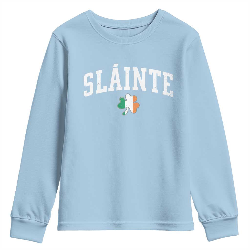 St Patricks Day Youth Sweatshirt Retro Slainte Shamrock Lucky Irish Day Gift