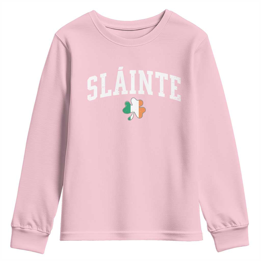St Patricks Day Youth Sweatshirt Retro Slainte Shamrock Lucky Irish Day Gift