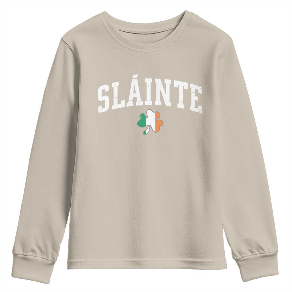 St Patricks Day Youth Sweatshirt Retro Slainte Shamrock Lucky Irish Day Gift