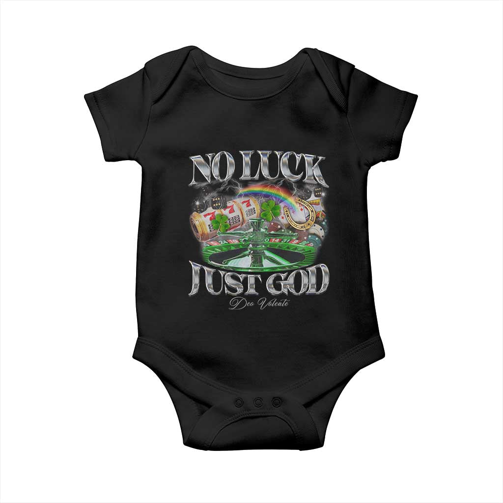 Vintage Christian Baby Onesie Retro No Luck Just God Funny St Patricks Day
