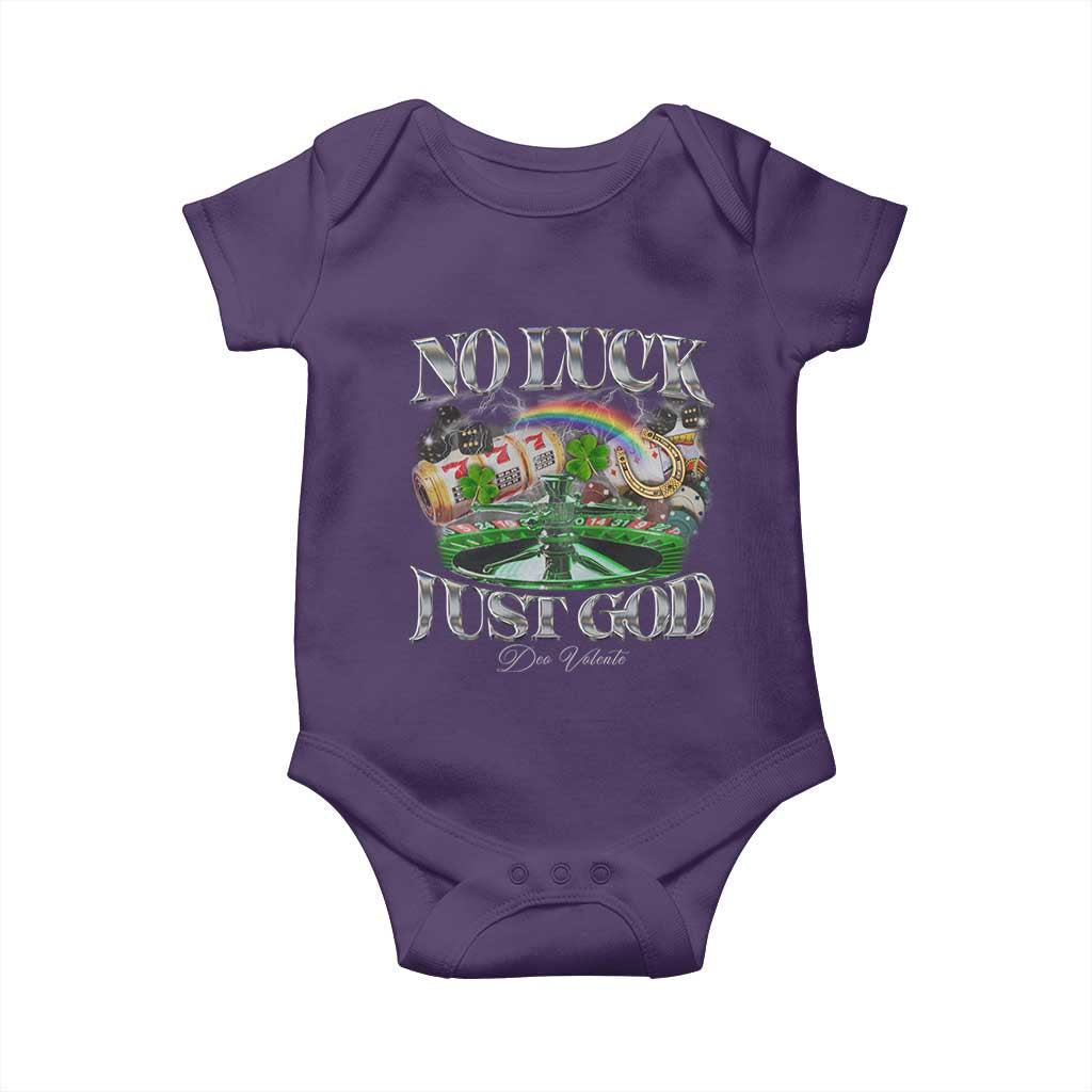 Vintage Christian Baby Onesie Retro No Luck Just God Funny St Patricks Day