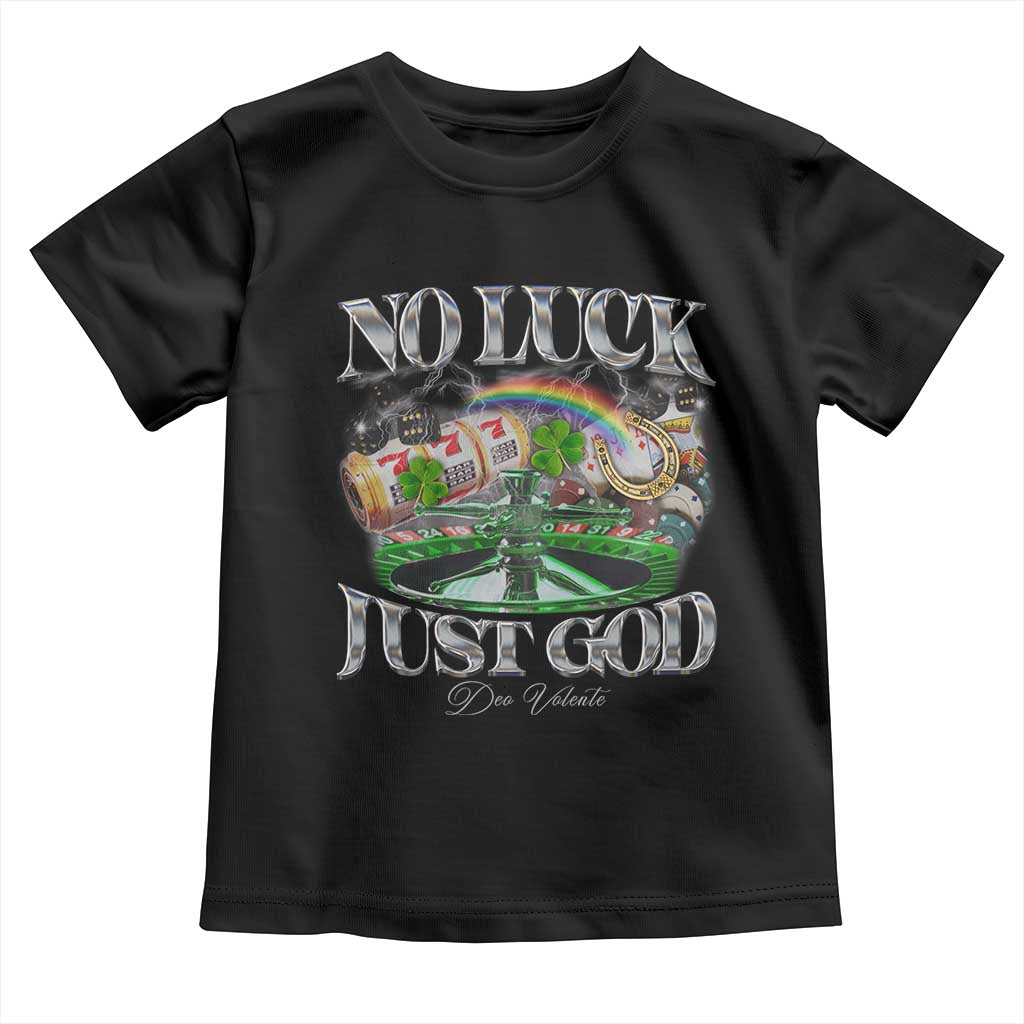 Vintage Christian Toddler T Shirt Retro No Luck Just God Funny St Patricks Day