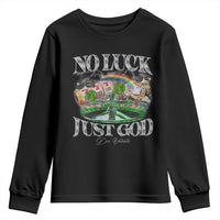 Vintage Christian Youth Sweatshirt Retro No Luck Just God Funny St Patricks Day