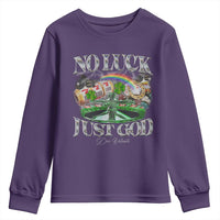 Vintage Christian Youth Sweatshirt Retro No Luck Just God Funny St Patricks Day