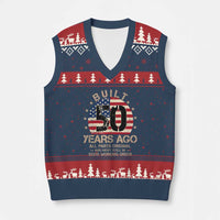 Funny 50th Birthday V-Neck Knit Sweater Vest Vintage US Flag Built 50 Years Ago Parts Original