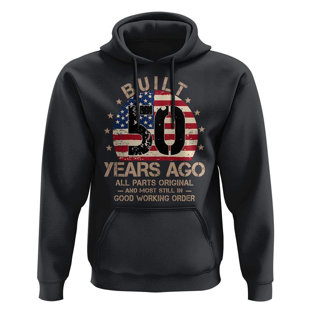 Funny 50th Birthday Hoodie Vintage US Flag Built 50 Years Ago Parts Original