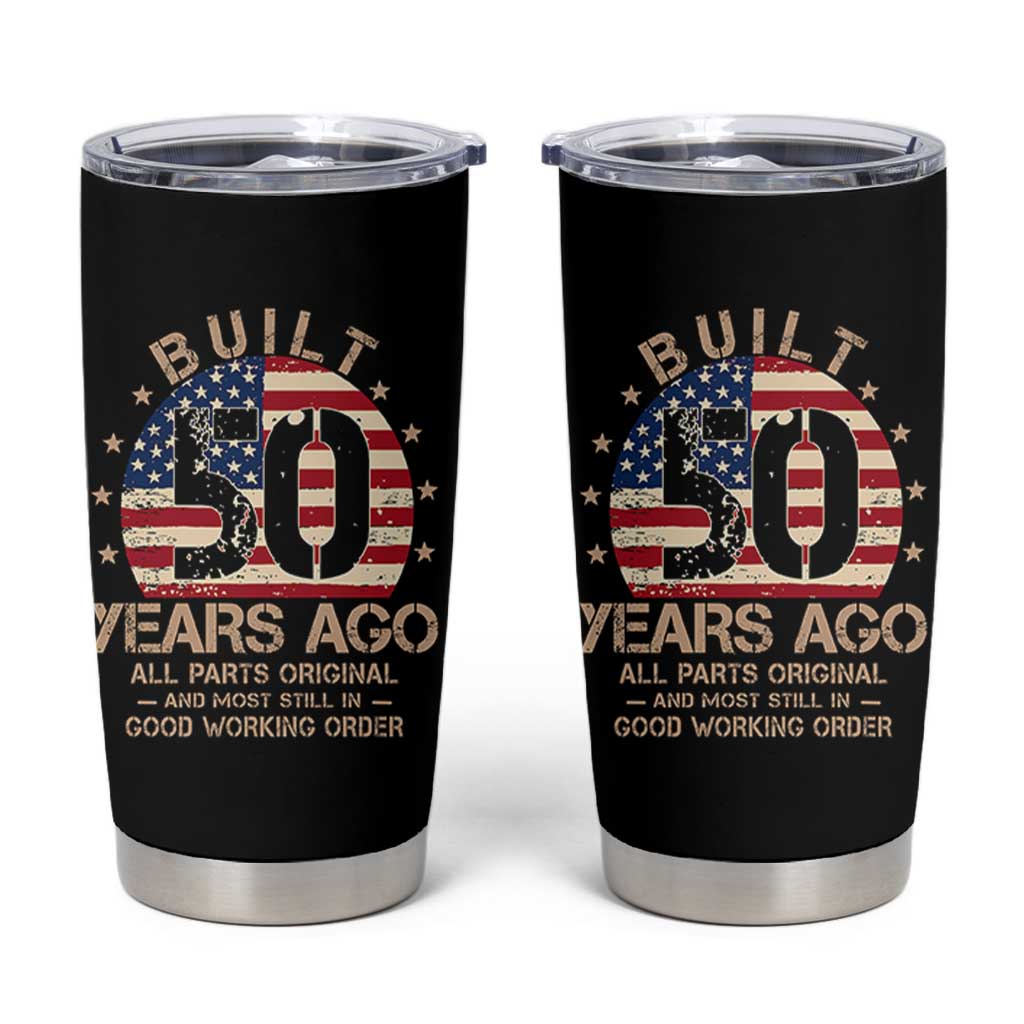 Funny 50th Birthday Tumbler Cup Vintage US Flag Built 50 Years Ago Parts Original