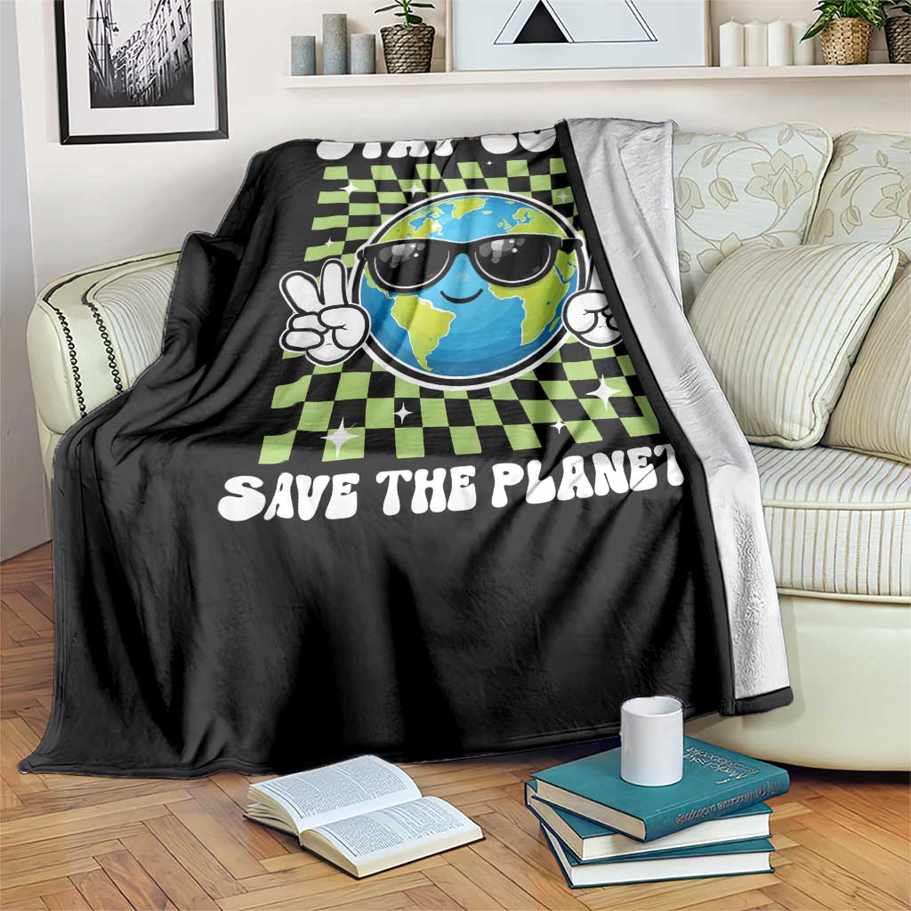 Groovy Earth Day Save The Planet Throw Blanket