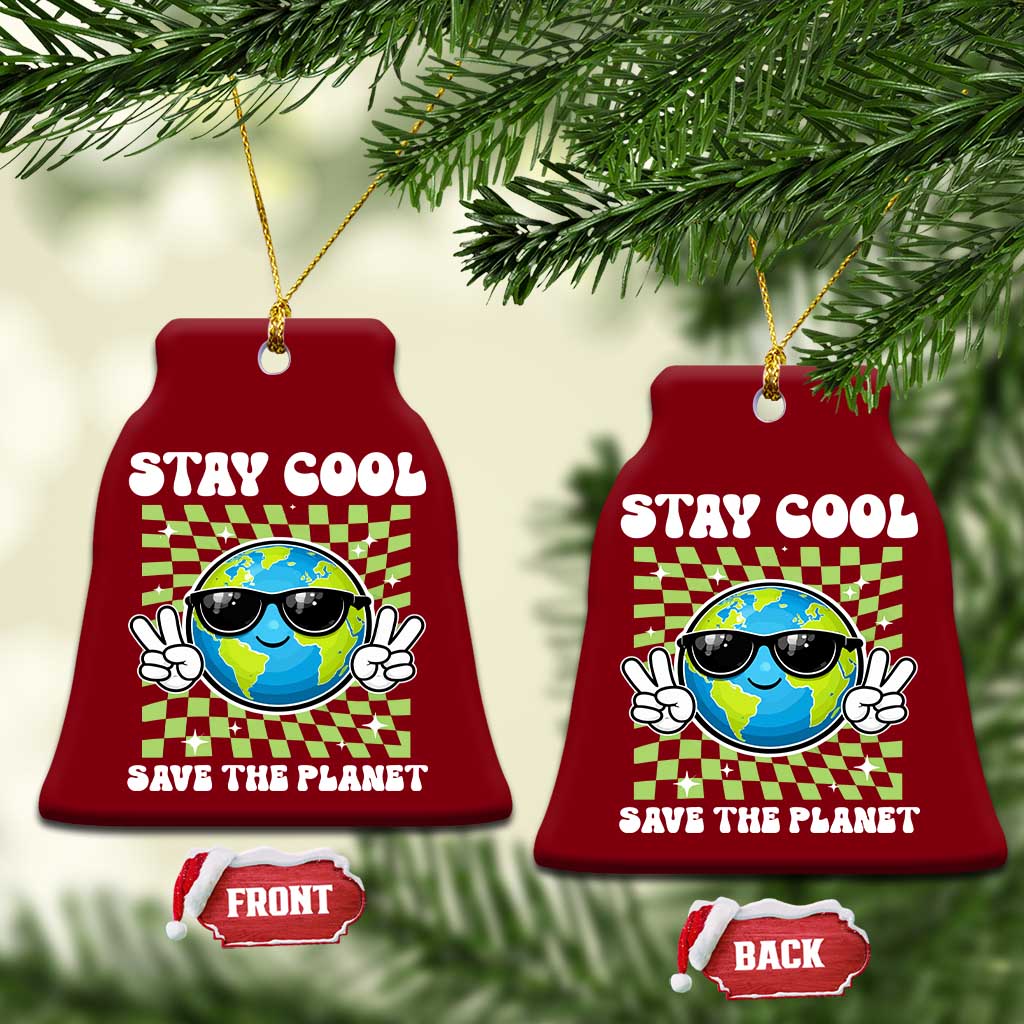 Groovy Earth Day Save The Planet Ceramic Ornament
