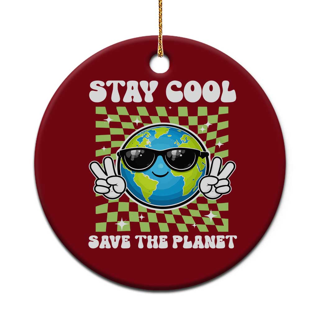 Groovy Earth Day Save The Planet Ceramic Ornament