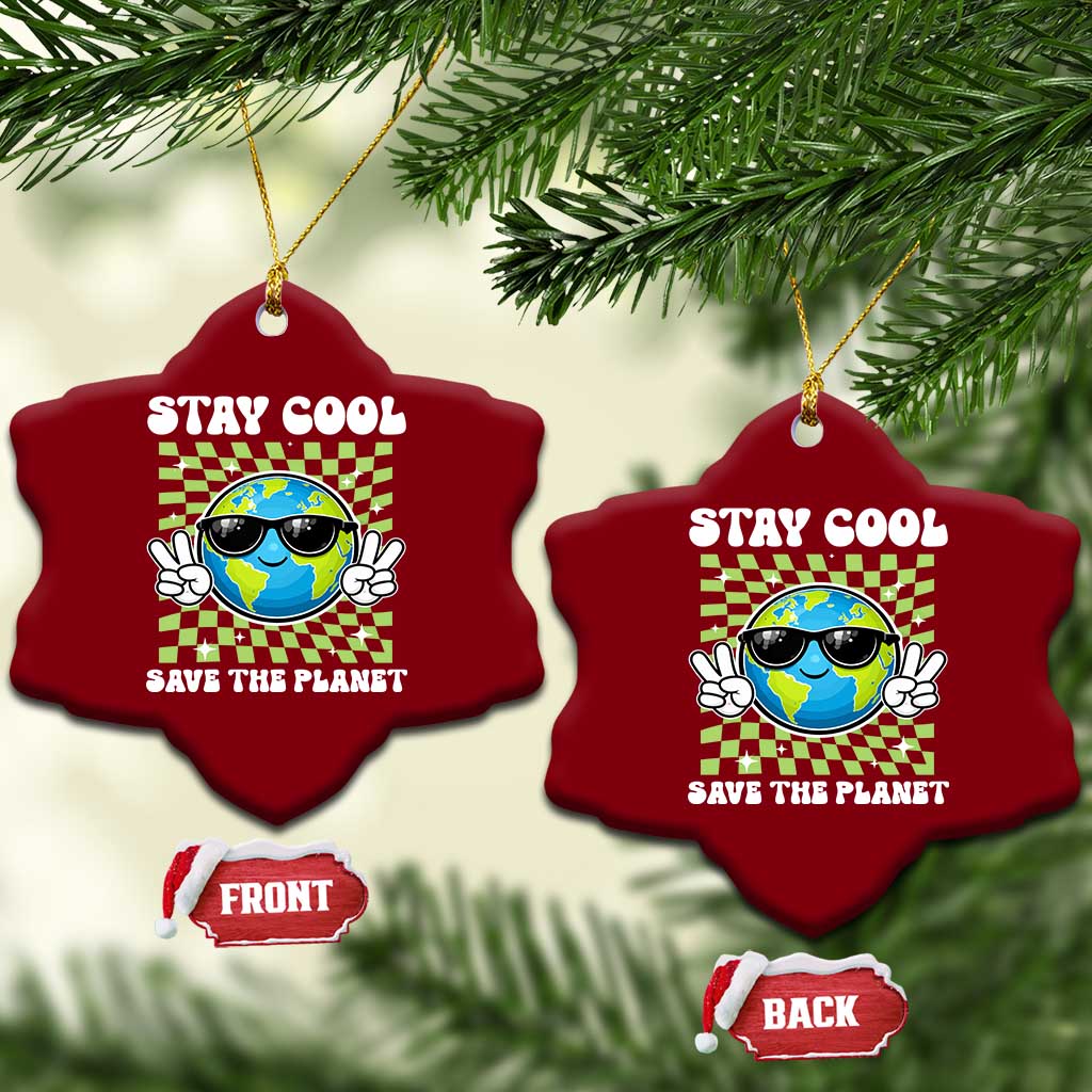 Groovy Earth Day Save The Planet Ceramic Ornament