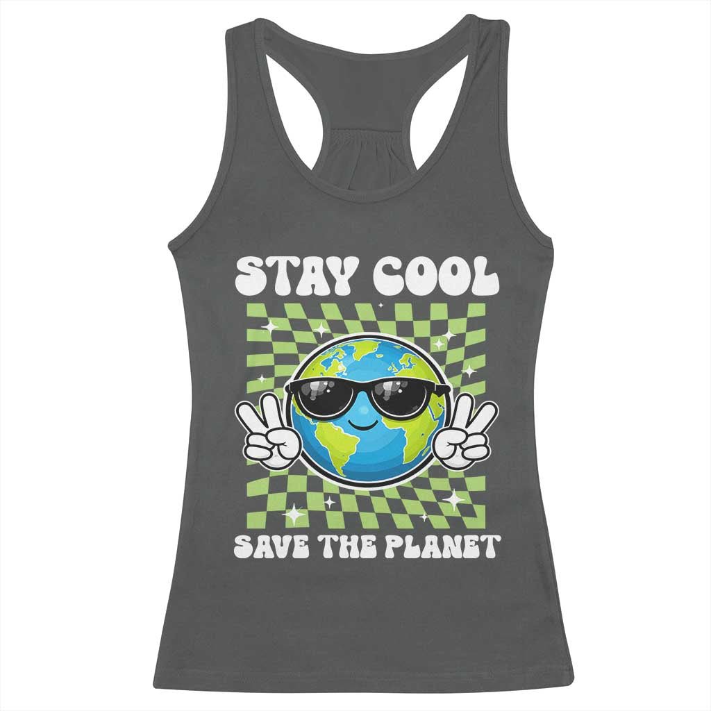Groovy Earth Day Save The Planet Racerback Tank Top