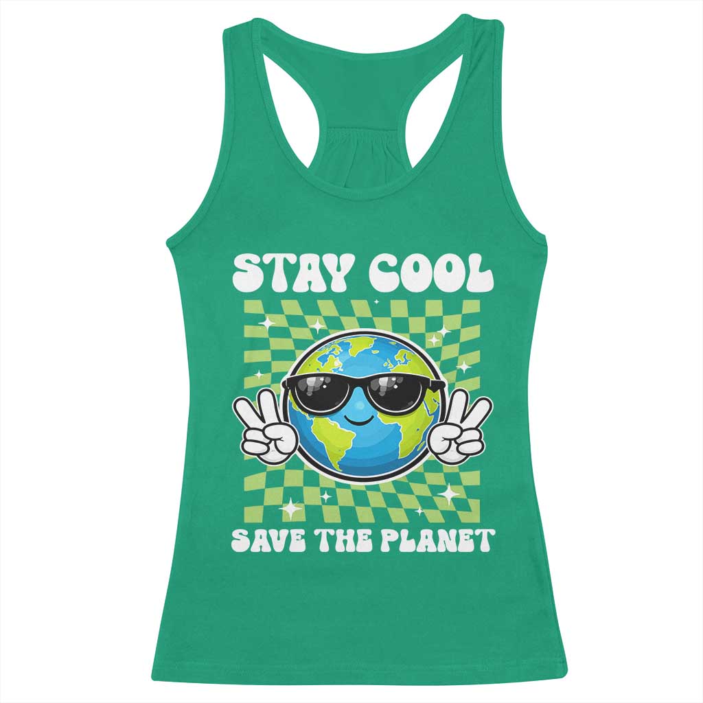 Groovy Earth Day Save The Planet Racerback Tank Top