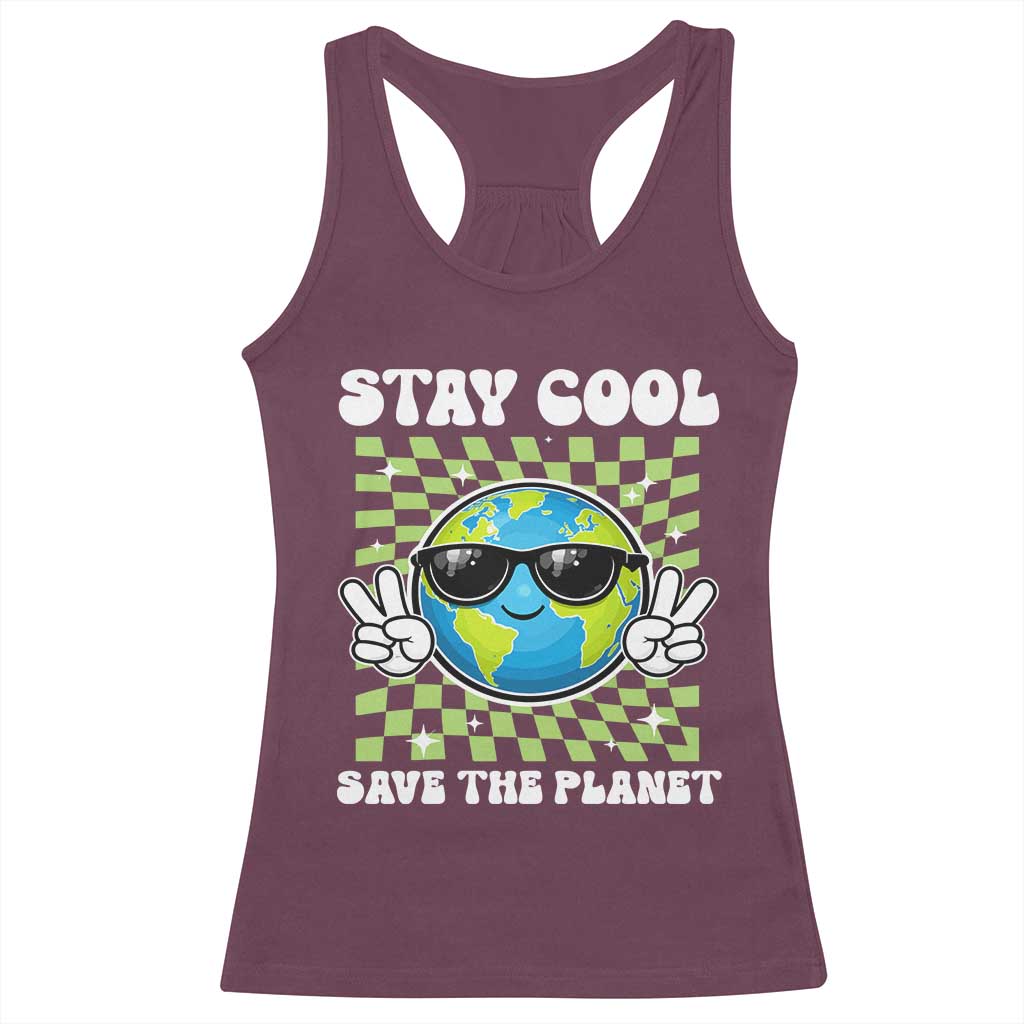 Groovy Earth Day Save The Planet Racerback Tank Top