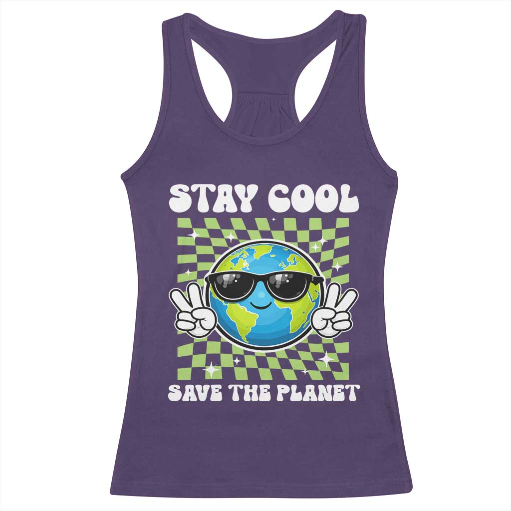 Groovy Earth Day Save The Planet Racerback Tank Top