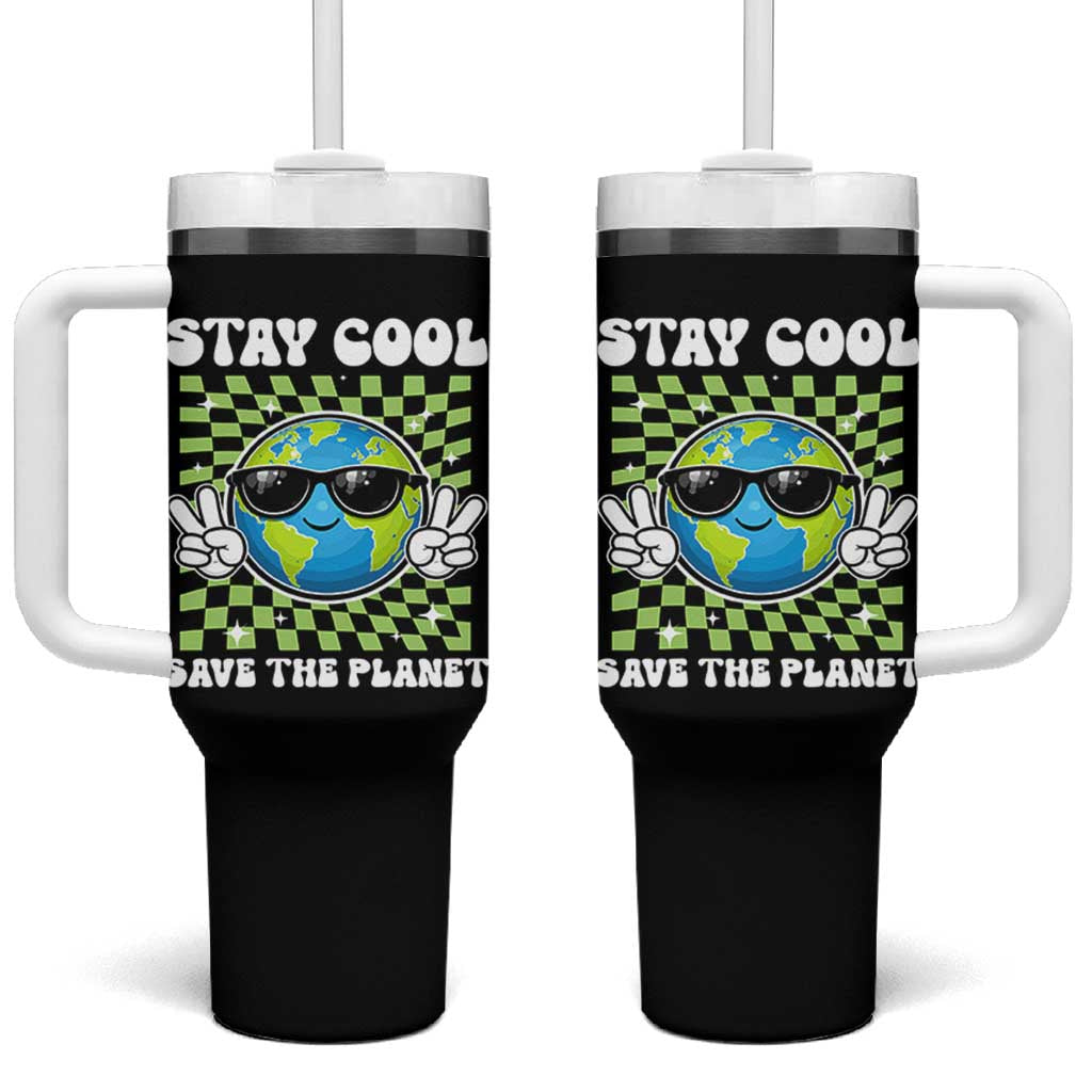 Groovy Earth Day Save The Planet Tumbler With Handle