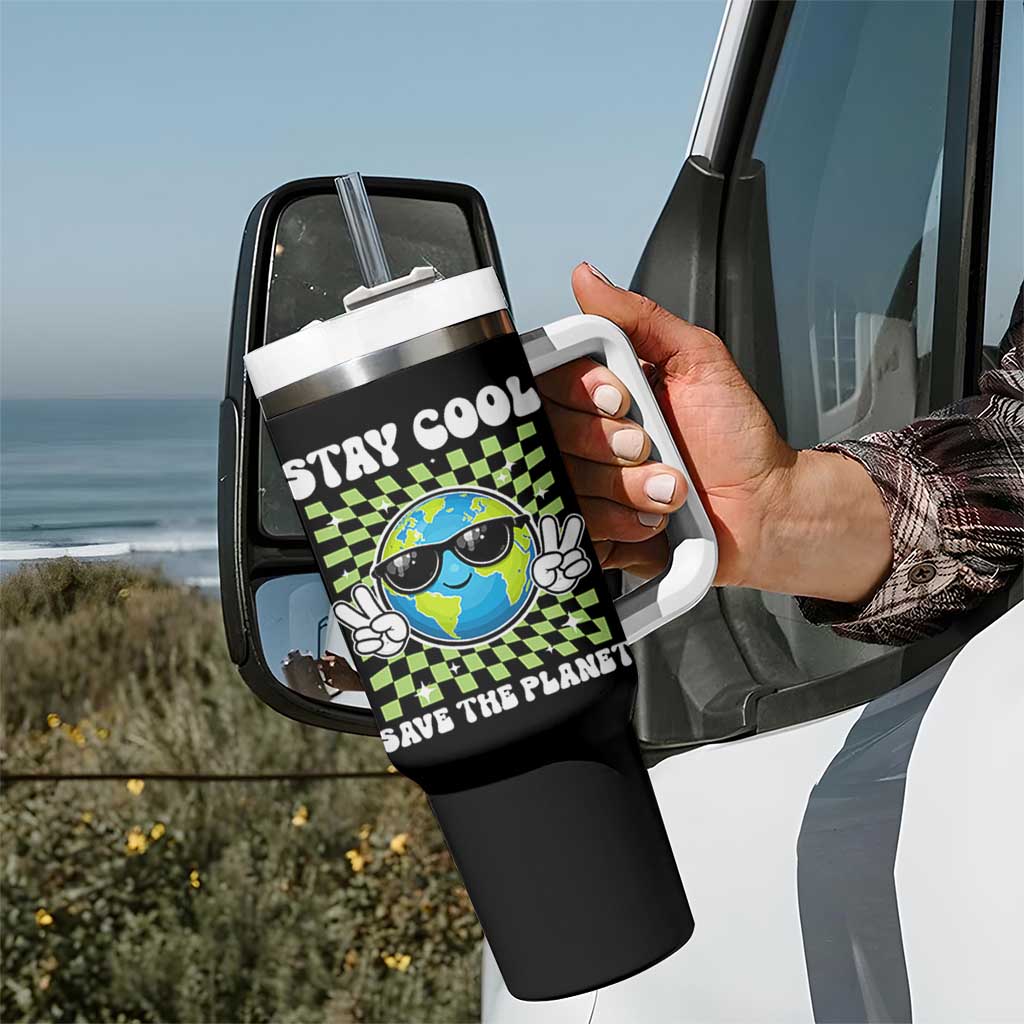 Groovy Earth Day Save The Planet Tumbler With Handle