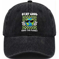 Groovy Earth Day Save The Planet Washed Cotton Baseball Cap