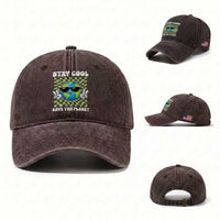 Groovy Earth Day Save The Planet Washed Cotton Baseball Cap