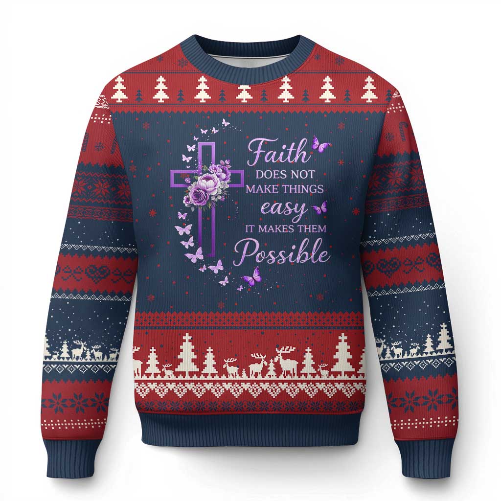 Christian Jesus Ugly Christmas Sweater Vintage Bible Verse Printed Faith Blessed Inspirational Girl