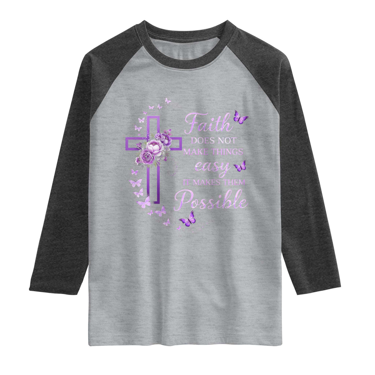 Christian Jesus Raglan Shirt Vintage Bible Verse Printed Faith Blessed Inspirational Girl