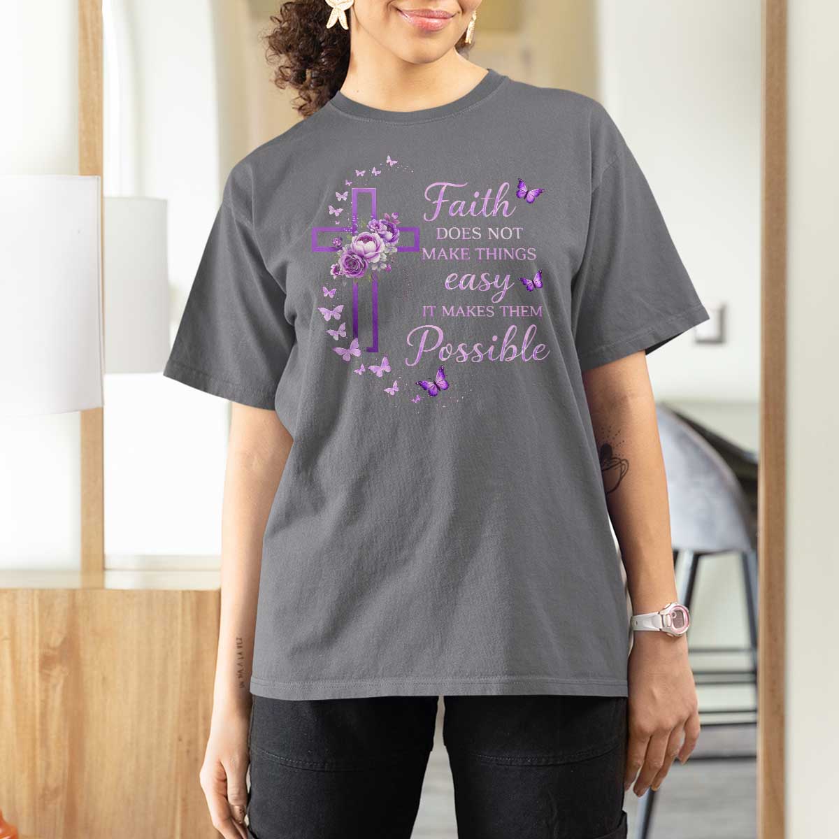 Christian Jesus T Shirt For Women Vintage Bible Verse Printed Faith Blessed Inspirational Girl