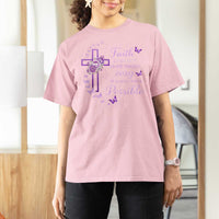 Christian Jesus T Shirt For Women Vintage Bible Verse Printed Faith Blessed Inspirational Girl